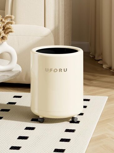 Round Bin,Roller Bin With Wheels And No Lid,Suitable For Living Room,Bedroom,Office,Bathroom,Cream Colour in Saudi Arabia
