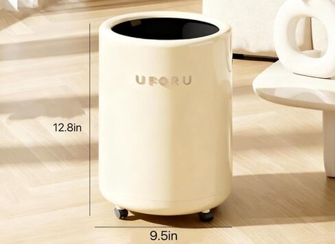 Round Bin,Roller Bin With Wheels And No Lid,Suitable For Living Room,Bedroom,Office,Bathroom,Cream Colour in Saudi Arabia