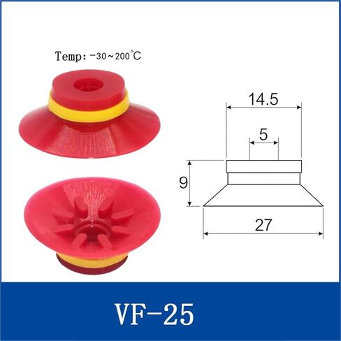 10Pcs Pneumatic Vacuum Suction Cup NBR/Silicone Robotic Manipulator Nozzle Red Black VF15-VF50(VF25R) in Saudi Arabia