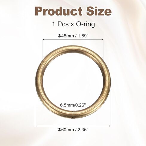 uxcell H59 Brass O Ring, 2.36" OD. 1.89" Thickness Brass Seamless Welded Circle Loop Round Ring Buckles for Luggage Webbing Craft DIY Decoration Accessories, Bronze in Saudi Arabia