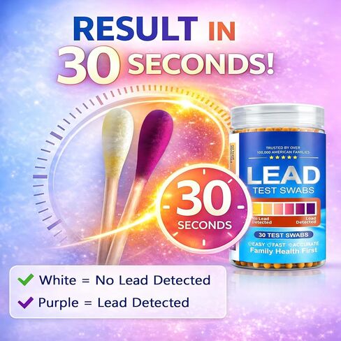Lead Test Swabs Kit – 30 Pack Fast Lead Paint Test, No Vinegar Needed, Easy Color Change Detection for Walls, Toys, Pipes, Home Surfaces, Simple DIY Lead Testing in Saudi Arabia