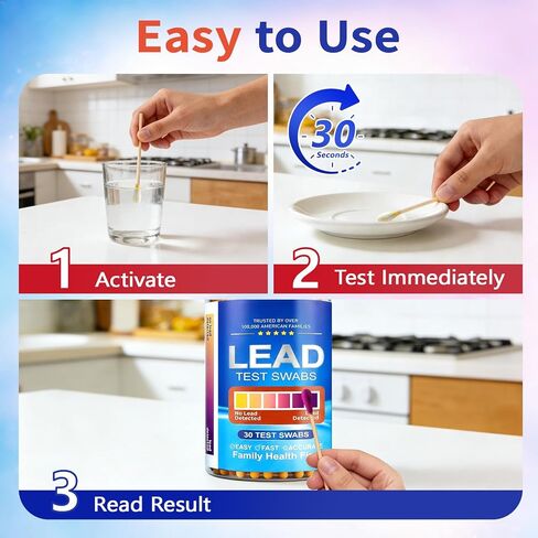 Lead Test Swabs Kit – 30 Pack Fast Lead Paint Test, No Vinegar Needed, Easy Color Change Detection for Walls, Toys, Pipes, Home Surfaces, Simple DIY Lead Testing in Saudi Arabia