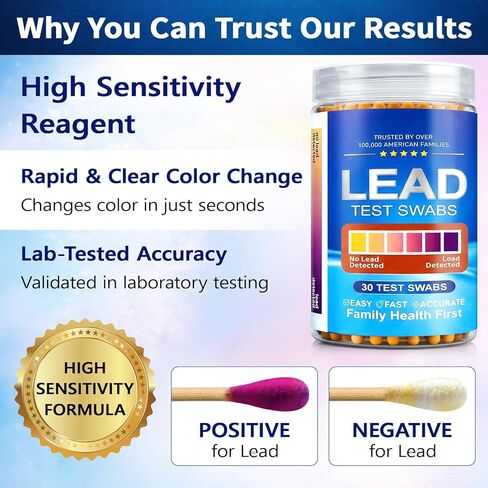 Lead Test Swabs Kit – 30 Pack Fast Lead Paint Test, No Vinegar Needed, Easy Color Change Detection for Walls, Toys, Pipes, Home Surfaces, Simple DIY Lead Testing in Saudi Arabia