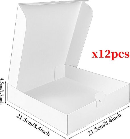 MUMULULU 12 PCS 8.4x8.4x1.7inch White Pizza Boxes Small Disposable Storage Boxes for Pizza Takeout Box for Homemade Storing Pizzas Sandwiches Cakes Pastries Cookie Crafts in Saudi Arabia