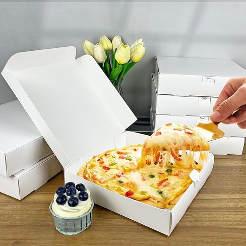 MUMULULU 12 PCS 8.4x8.4x1.7inch White Pizza Boxes Small Disposable Storage Boxes for Pizza Takeout Box for Homemade Storing Pizzas Sandwiches Cakes Pastries Cookie Crafts in Saudi Arabia