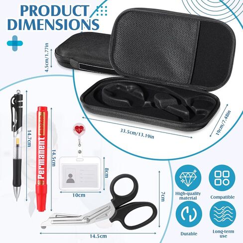 Threlaco 5pcs Digital Stethoscope Case Kit Nurse Gift Include Carrying Case, Medical Scissors, Badge Holders Badge Holders, Marker Pen, Gel Pen for Nurse Compatible Digital or Cardiology Stethoscope in Saudi Arabia