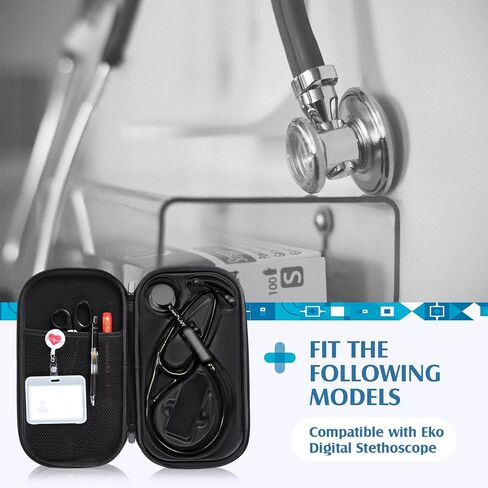 Threlaco 5pcs Digital Stethoscope Case Kit Nurse Gift Include Carrying Case, Medical Scissors, Badge Holders Badge Holders, Marker Pen, Gel Pen for Nurse Compatible Digital or Cardiology Stethoscope in Saudi Arabia
