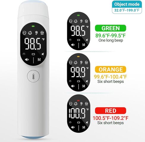 Thermometer for Adult and Kid, Ear and Forehead Thermometer - Fever Alarm, 1 S Reading, Mute Function, ℉/℃ Switchable, 40 Readings Memory, Magnetic Cover, LED Probe Light, HD LED Screen in Saudi Arabia