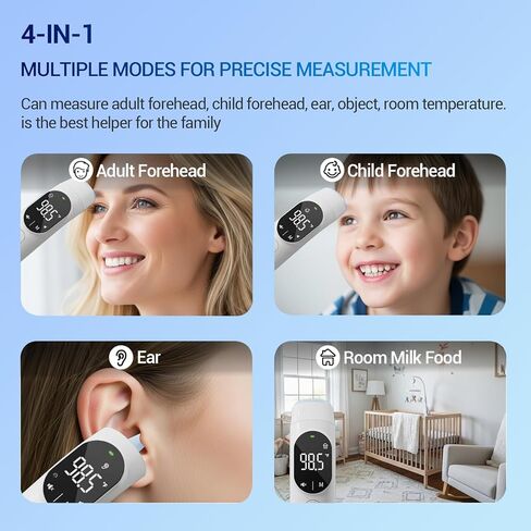 Thermometer for Adult and Kid, Ear and Forehead Thermometer - Fever Alarm, 1 S Reading, Mute Function, ℉/℃ Switchable, 40 Readings Memory, Magnetic Cover, LED Probe Light, HD LED Screen in Saudi Arabia