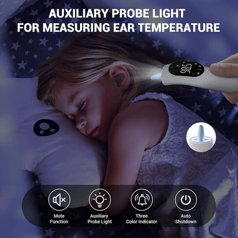 Thermometer for Adult and Kid, Ear and Forehead Thermometer - Fever Alarm, 1 S Reading, Mute Function, ℉/℃ Switchable, 40 Readings Memory, Magnetic Cover, LED Probe Light, HD LED Screen in Saudi Arabia