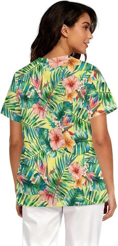 فرك القمم للنساء عادية كم قصير حجم كبير الخامس الرقبة الدعك أعلى زي التمريض الطبي مع جيوب in Kuwait