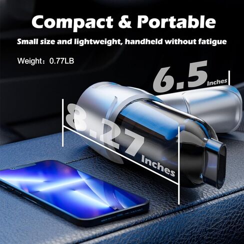 Car Vacuum Portable Cordless, 5 in 1 Handheld Vacuum Cleaner, Mini Vacuum Cleaner Rechargeable, 8000PA Powerful Compressed Air Duster & Air Blower for Cars,Home,Office,Pet Hair in Saudi Arabia