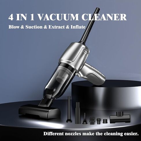 Car Vacuum Portable Cordless, 5 in 1 Handheld Vacuum Cleaner, Mini Vacuum Cleaner Rechargeable, 8000PA Powerful Compressed Air Duster & Air Blower for Cars,Home,Office,Pet Hair in Saudi Arabia