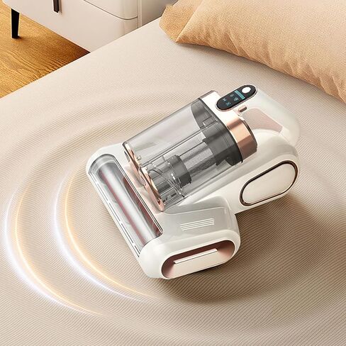 Cordless Double-Cup Mattress Cleaner, 18Kpa Suction 253.7nm UV-C Light & 80000Rpm Rotation Ultrasonic Tech, Portable Handheld Vacuum for Bed/Fabric Sofa/Carpet Cleaning(White) in Saudi Arabia