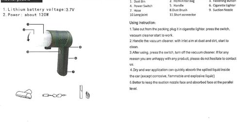 Generic 10000PA Cordless Handheld Car Vacuum Cleaner, Portable, Battery Powered, Black, D01CC0038 in Saudi Arabia