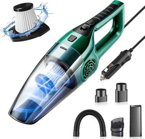 Car Vacuum Cleaner – 9000PA High Power Suction, DC 12V Portable Handheld Auto Vacuum with Attachments, Mini Car Interior Cleaner for Pet Hair, Dust, Crumbs, and Debris (Emerald Green) in Saudi Arabia
