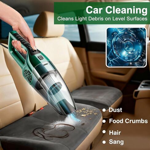 Car Vacuum Cleaner – 9000PA High Power Suction, DC 12V Portable Handheld Auto Vacuum with Attachments, Mini Car Interior Cleaner for Pet Hair, Dust, Crumbs, and Debris (Emerald Green) in Saudi Arabia