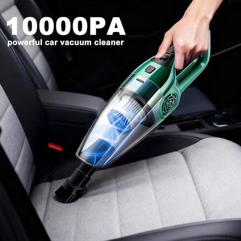Car Vacuum Cleaner – 9000PA High Power Suction, DC 12V Portable Handheld Auto Vacuum with Attachments, Mini Car Interior Cleaner for Pet Hair, Dust, Crumbs, and Debris (Emerald Green) in Saudi Arabia