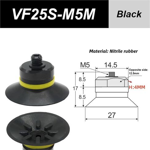 Mechanical Arm Vacuum Suction Cup VF20-M5M VF25-M5M Silicone Nozzle Industrial 1Pcs(VF25S-M5M Black) in Saudi Arabia