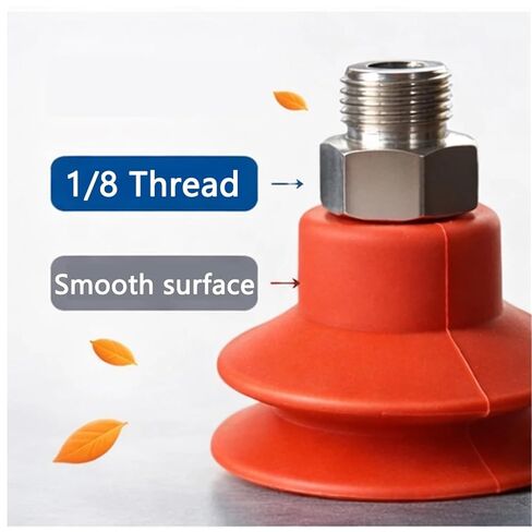 10Pcs Pneumatic Vacuum Sucker with Fitting G1/8 Thread 8mm Mounting Hole Silicone Double Layers(50mm,10 Piece Red) in Saudi Arabia