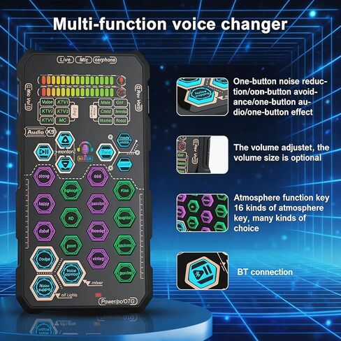 مجموعة مغير الصوت المحمولة SK9 مع تأثيرات صوتية حية للكاريوكي والبث والمعيشة والغناء والتسجيل والألعاب والهدايا in Kuwait