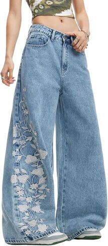 Women's Wide Leg Baggy Jeans Trendy 2026 Denim Pants Vintage Hip Hop Loose Fit Long Trousers Streetwear in Saudi Arabia