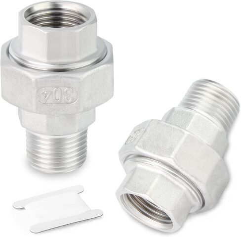 2 قطعة 304 اتحاد الفولاذ المقاوم للصدأ ، 1/2 "NPT ذكر x 1/2" NPT أنثى وصلة أنابيب الزهر ، اتحاد تجهيزات أنابيب الزهر للوقود/الهواء/السائل/النفط/الغاز in Kuwait
