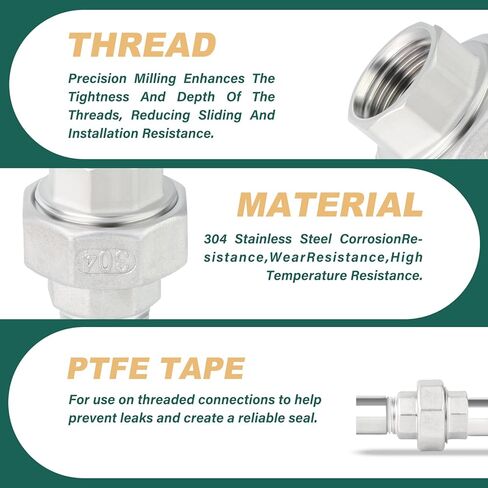 2 قطعة 304 اتحاد الفولاذ المقاوم للصدأ ، 1/2 "NPT ذكر x 1/2" NPT أنثى وصلة أنابيب الزهر ، اتحاد تجهيزات أنابيب الزهر للوقود/الهواء/السائل/النفط/الغاز in Kuwait