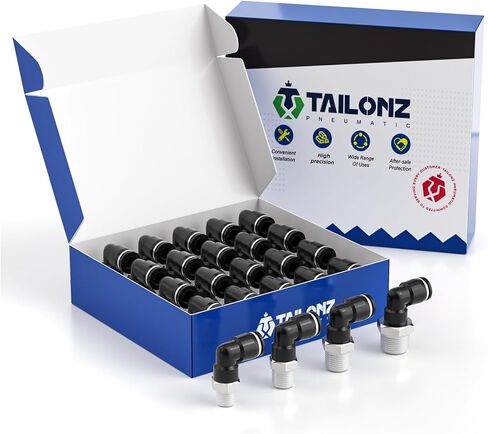 TAILONZ PNEUMATIC 1/4"OD Straight Push to Connect Fittings Pneumatic Fittings Kit 1/8",1/4",3/8",1/2"NPT Connector (20 pcs) in Saudi Arabia