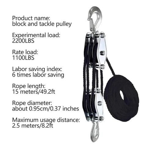 270 Rotatable Rope Pulley Block Zinc Alloy Hook Handheld Crane Heavy Duty Polyethylene Rope Pulley Hoist Manual Lifting Device in Saudi Arabia
