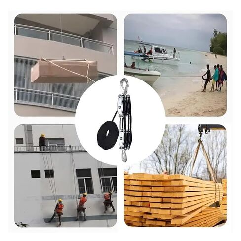270 Rotatable Rope Pulley Block Zinc Alloy Hook Handheld Crane Heavy Duty Polyethylene Rope Pulley Hoist Manual Lifting Device in Saudi Arabia