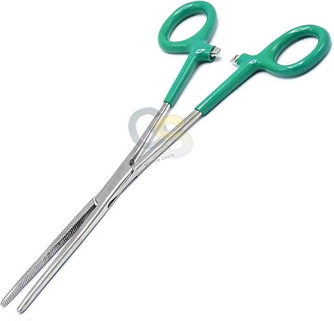 Heavy Duty Green Pvc Grip Handle German Grade Stainless Hemostat Forceps Straight Serrated 8" By G.S ONLINE STORE in Saudi Arabia