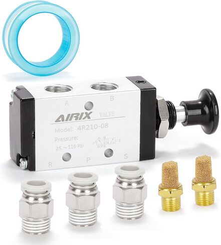 4R210-08 Pneumatic Push-Pull Valve, 5 Way 2 Position Hand Lever Air Control Valve, 1/4" NPT Manual Direct Acting Type for Pneumatic System in Saudi Arabia