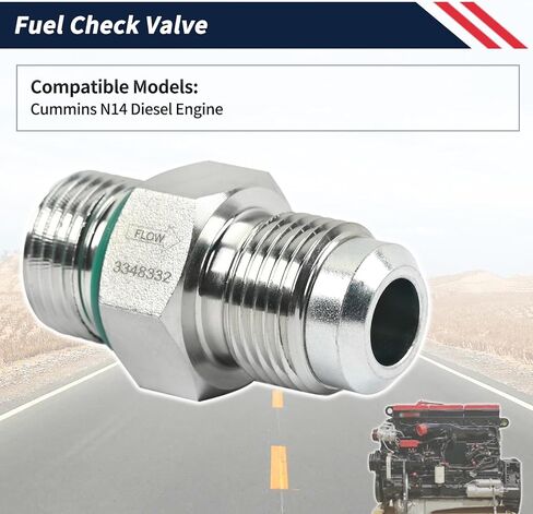 Fuel Check Valve w/Gasket Replace 042211 3348332 Fit for Cummins N14 Diesel Engine Fuel Pump Straight Flow Aluminum Prevents Fuel Backflow in Saudi Arabia