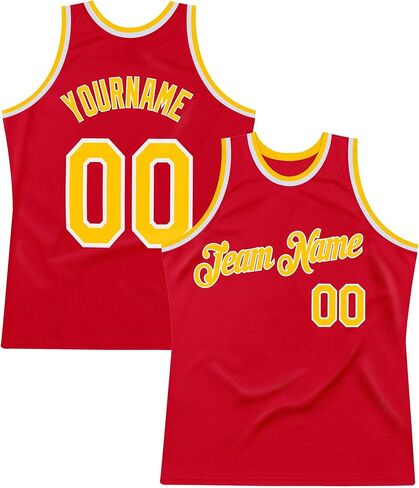 Custom Basketball Jersey for Men Women Kids Youth, Personalized Red Gold Uniform Stitched Printed Team Name Number Logo in Saudi Arabia