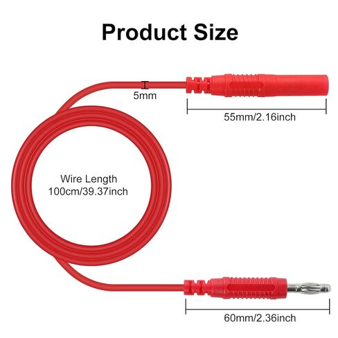 UMLIFE 8PCS Multimeter Test Lead Extension Male to Female Connector 4mm Banana Plug to Jack Heavy Duty 14AWG Silicone Wires Meter Leads Probes 3.3 Ft in Saudi Arabia