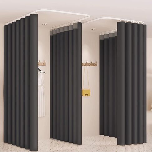 U-Shaped Dressing Room Clothing Store Sliding Track Partition Screen Fitting Room Corner Curved Dressing Curtain Changing Room in Saudi Arabia