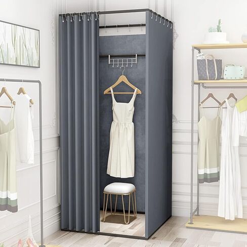 Clothing Store Fitting Room Linen Curtain Privacy Screen for Office Clothing Store Dorm Room Mobile Tracking Storage Room with Grommets(85x85x200cm) in Saudi Arabia