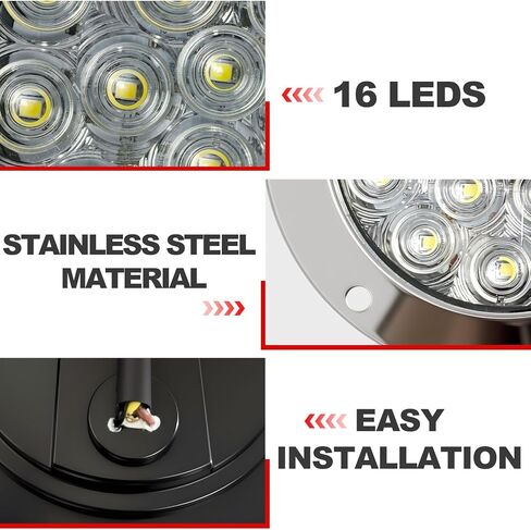 4.92 Inch Round LED Trailer Tail Lights 16 LED Stop Brake Turn Tail Lights Replacement for Trailer Boat Truck RV (White) in Saudi Arabia