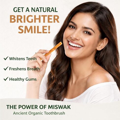 5 Pack Miswak Sticks for Teeth with 1 Holder - Sewak Sticks for Teeth Whitening | Natural Toothbrush Stick for Healthy Gums |Vacuum Sealed Miswak Toothbrush| Fresh Salvadora Persica Wood in Saudi Arabia