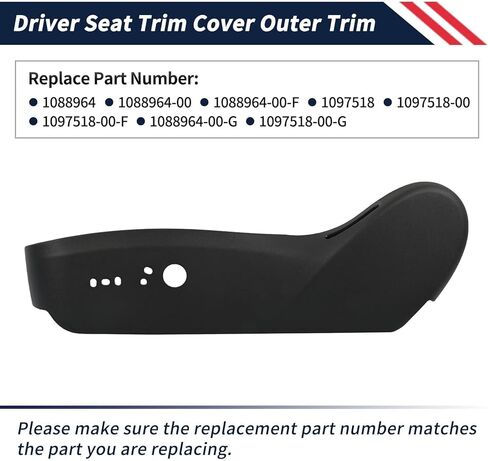 1088964-00-G,Driver Seat Trim Cover Outer Trim Panel Compatible with Tesla Model 3/Y 2017 2018 2019 2020 2021 2022 2023 Replace 1098349-00-G Front Outer Trim Cover Shield Panel in Saudi Arabia