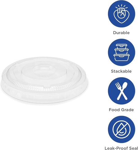 Karat 74mm PET Clear Flat Lid - No Hole, for 7oz PET Cup - Case of 1000 pcs, C-KC74TS-NH in Saudi Arabia