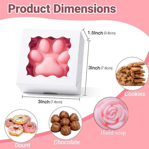 JCXGRVC 50 Count 3"x3"x1.5" White Paper Gift Boxes with Clear Window for Soap, Cookies & Chocolates Truffles & Showcase Your Homemade Treats in Saudi Arabia