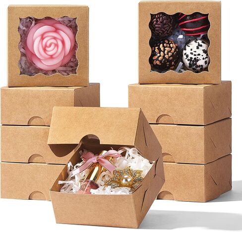 JCXGRVC 50 Count 3"x3"x1.5" White Paper Gift Boxes with Clear Window for Soap, Cookies & Chocolates Truffles & Showcase Your Homemade Treats in Saudi Arabia