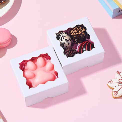 JCXGRVC 50 Count 3"x3"x1.5" White Paper Gift Boxes with Clear Window for Soap, Cookies & Chocolates Truffles & Showcase Your Homemade Treats in Saudi Arabia