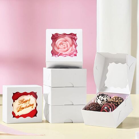 JCXGRVC 50 Count 3"x3"x1.5" White Paper Gift Boxes with Clear Window for Soap, Cookies & Chocolates Truffles & Showcase Your Homemade Treats in Saudi Arabia