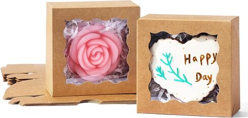 JCXGRVC 50 Count 3"x3"x1.5" White Paper Gift Boxes with Clear Window for Soap, Cookies & Chocolates Truffles & Showcase Your Homemade Treats in Saudi Arabia