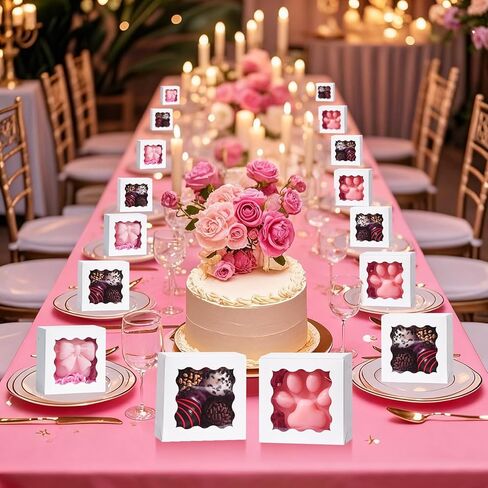 JCXGRVC 50 Count 3"x3"x1.5" White Paper Gift Boxes with Clear Window for Soap, Cookies & Chocolates Truffles & Showcase Your Homemade Treats in Saudi Arabia