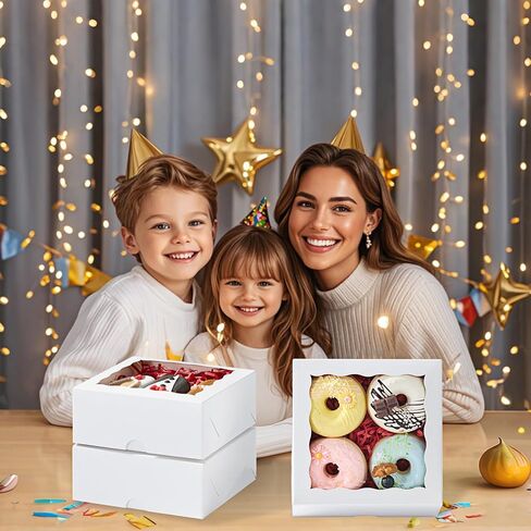 NEKSUNBAK 20 Pack 6"x6"x2.5" Bakery Boxes with Window -Chocolate Covered Strawberries, Small Cake, Cookie, Pastry, Mini Donitas & Cakesickle Truffle Chocolate Boxes in Saudi Arabia