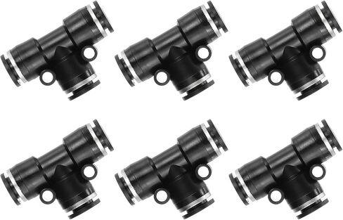 PATIKIL 6 Pcs t Shape 3 Way Push to Connect Fitting, 5/16" OD Tube Reducer Connector Quick Push Lock Adapter Air Hose Fitting for Pneumatic System Pipeline Connection, Black in Saudi Arabia
